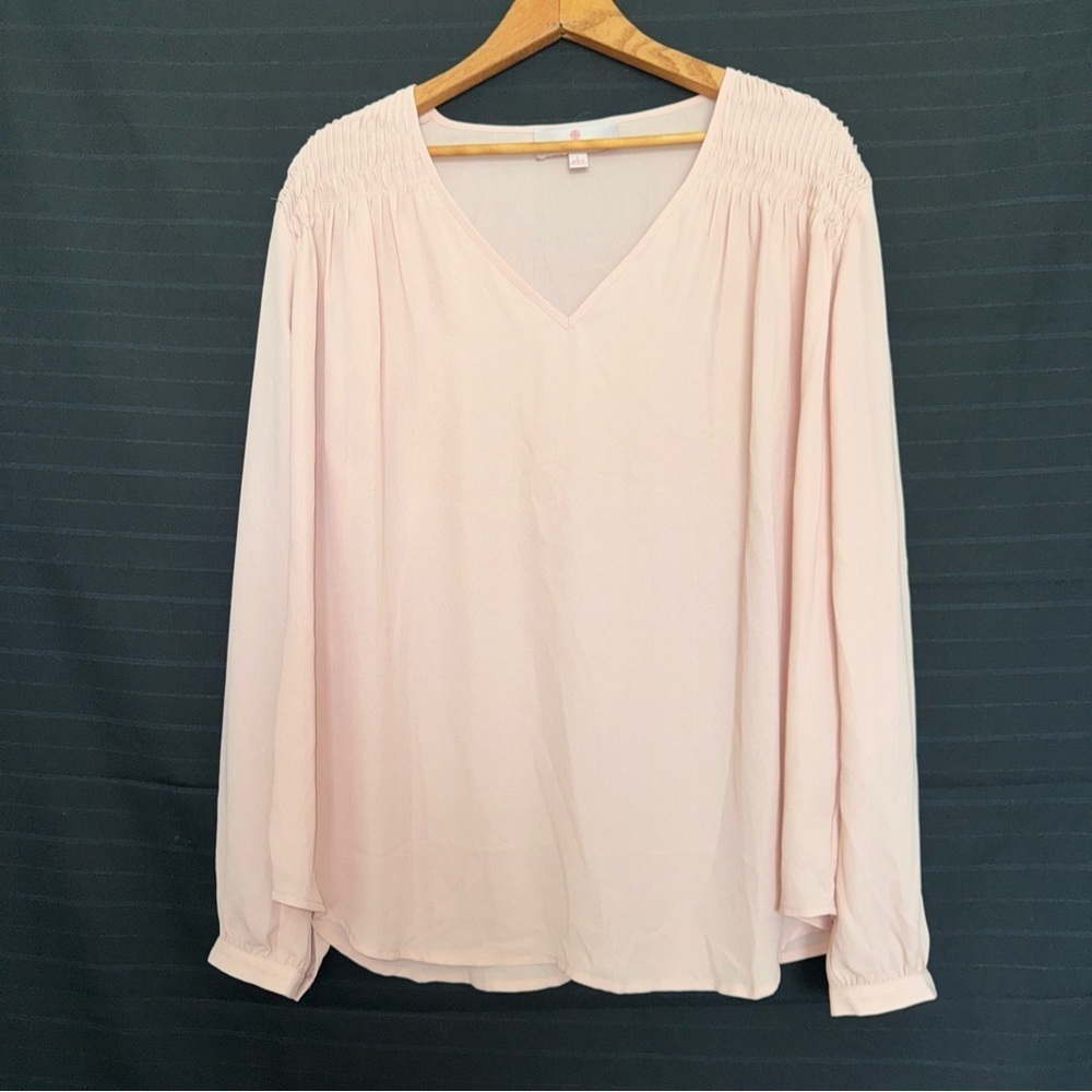 Laurie Felt Blouse Women's Light Pink Poly Lightweight Long Sleeve Pullover L